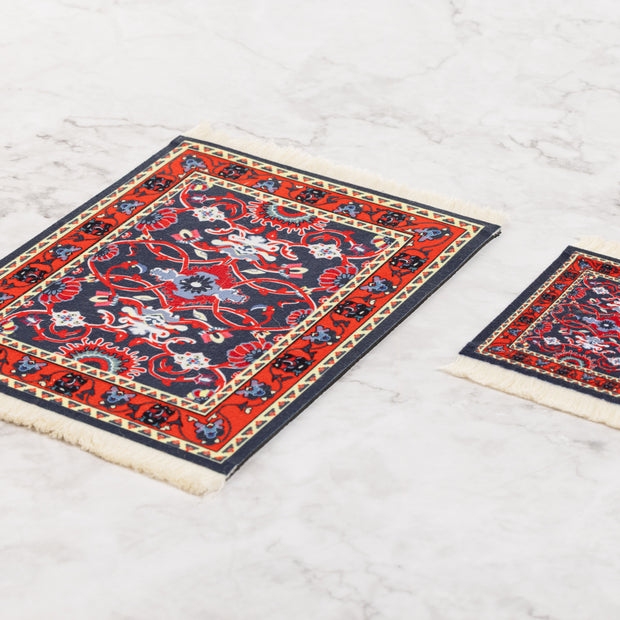 Handcrafted Rug Mouse Pad & Coaster Desk Set