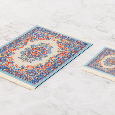 Handcrafted Rug Mouse Pad & Coaster Desk Set