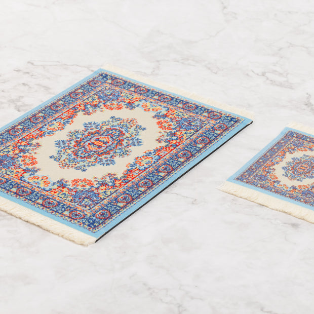 Handcrafted Rug Mouse Pad & Coaster Desk Set