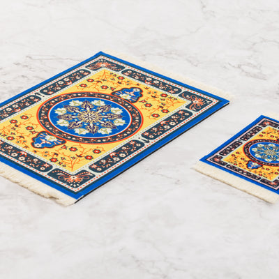 Handcrafted Rug Mouse Pad & Coaster Desk Set