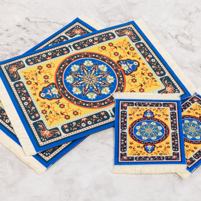 Handcrafted Rug Mouse Pad & Coaster Desk Set