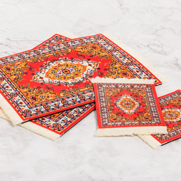 Handcrafted Rug Mouse Pad & Coaster Desk Set