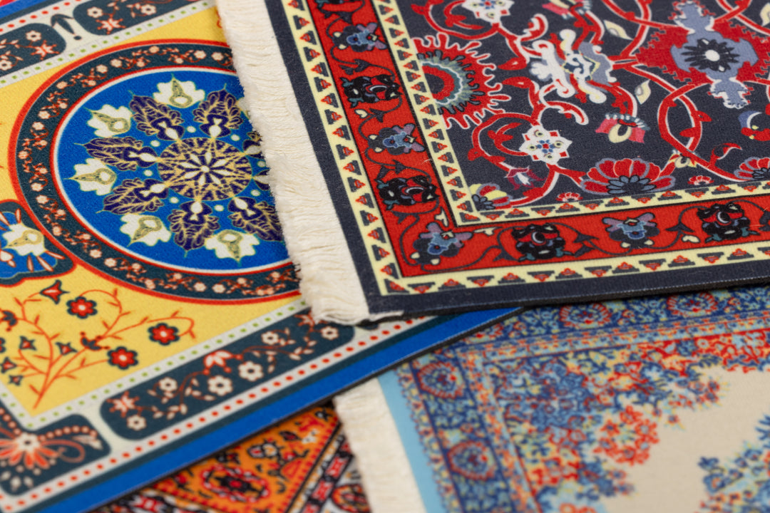 Collection of colorful patterned rugs