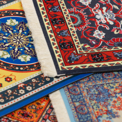 Handcrafted Rug Mouse Pad & Coaster Desk Set