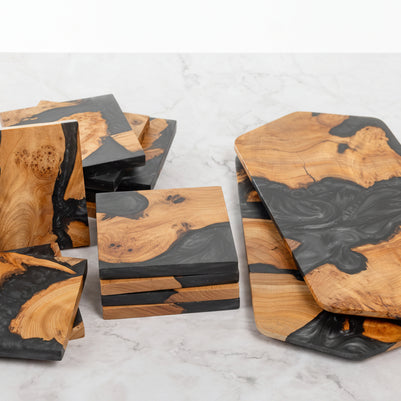 Handcrafted Square Wood & Resin Coasters