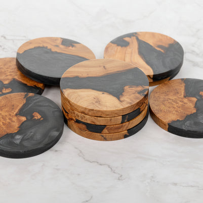 Handcrafted Scottish Wood & Resin Coasters: Signature
