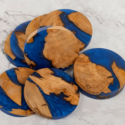Handcrafted Scottish Wood & Resin Coasters: Signature