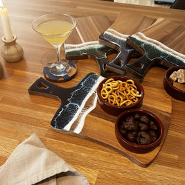 Handcrafted Wood & Wave Resin Cheese Board
