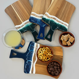Handcrafted Wood & Wave Resin Cheese Board