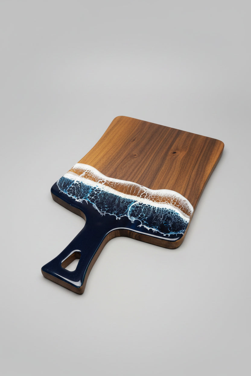 Handcrafted Wood & Wave Resin Cheese Board