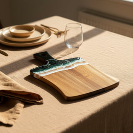 Handcrafted Wood & Wave Resin Cheese Board