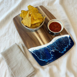 Handcrafted Wood & Wave Resin Rounded Board