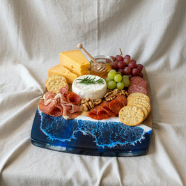 Handcrafted Wood & Wave Resin Rounded Board