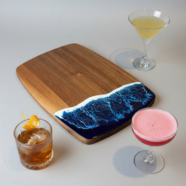 Handcrafted Wood & Wave Resin Rounded Board