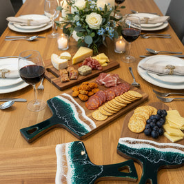 Handcrafted Wood & Wave Resin Cheese Board