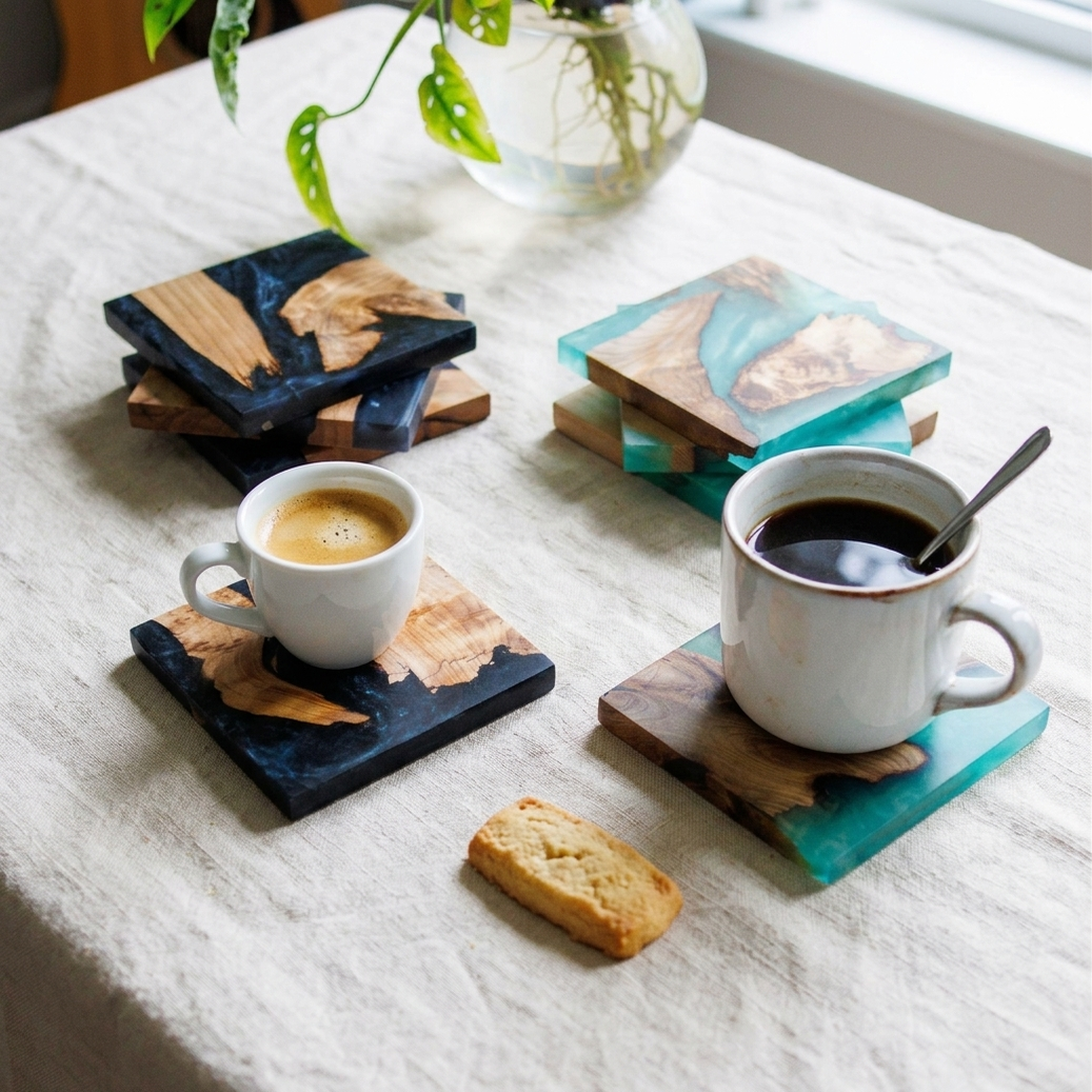 Green and black coasters
