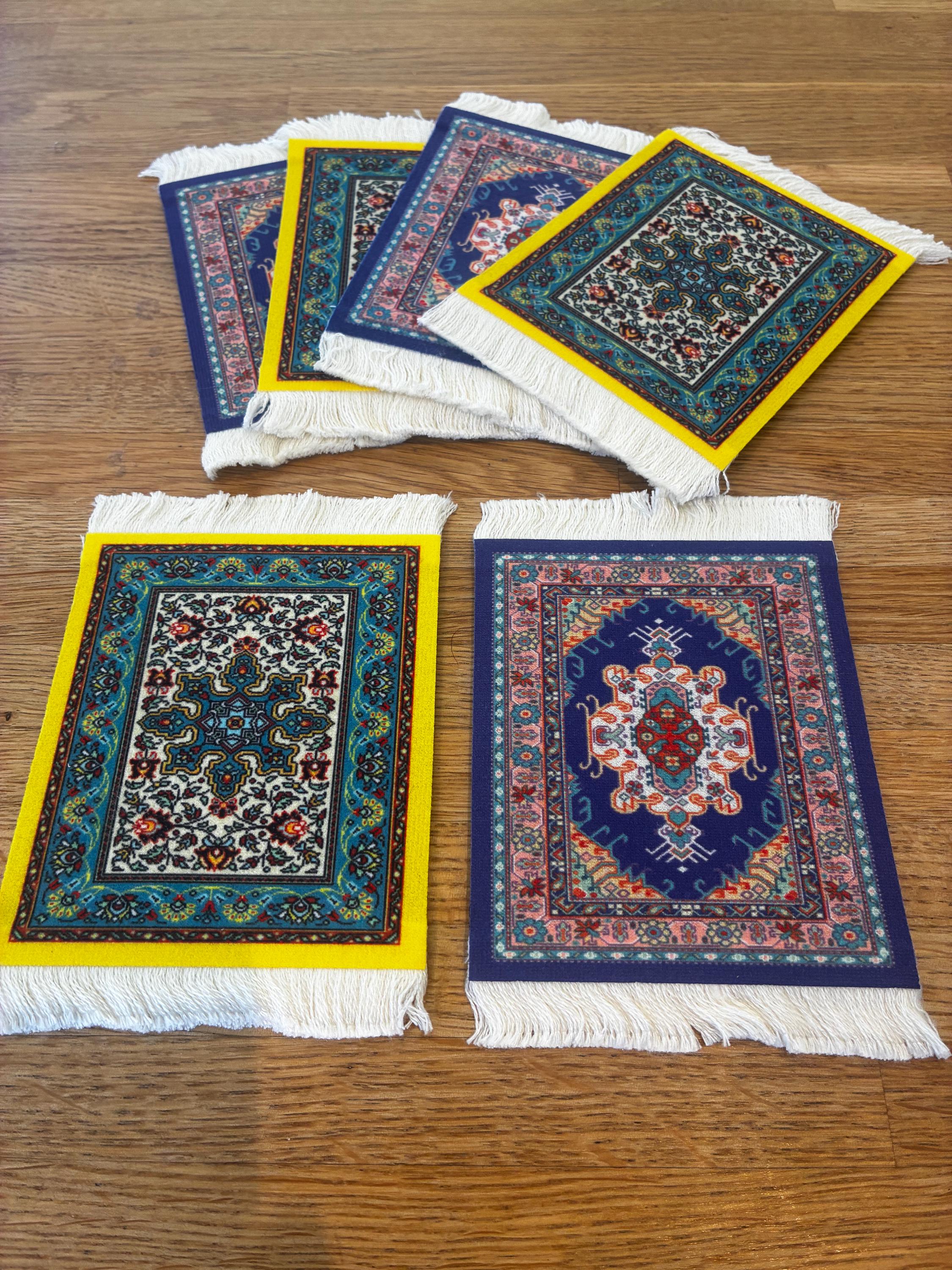 Handcrafted Persian Rug Desk Coasters