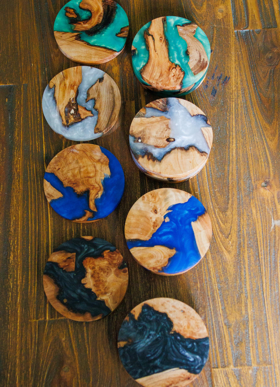 Scottish Resin Coasters | Handmade Wood & Resin Drinks Coasters | Highland Home Decor | Housewarming Gift