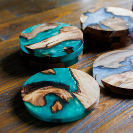 Scottish Resin Coasters | Handmade Wood & Resin Drinks Coasters | Highland Home Decor | Housewarming Gift