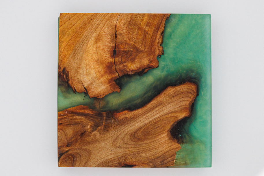 Black Resin Coasters | Handmade Wooden Drinks Coasters | Coffee Table Decor | Gift for Him