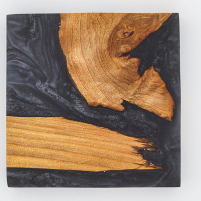 Black Resin Coasters | Handmade Wooden Drinks Coasters | Coffee Table Decor | Gift for Him
