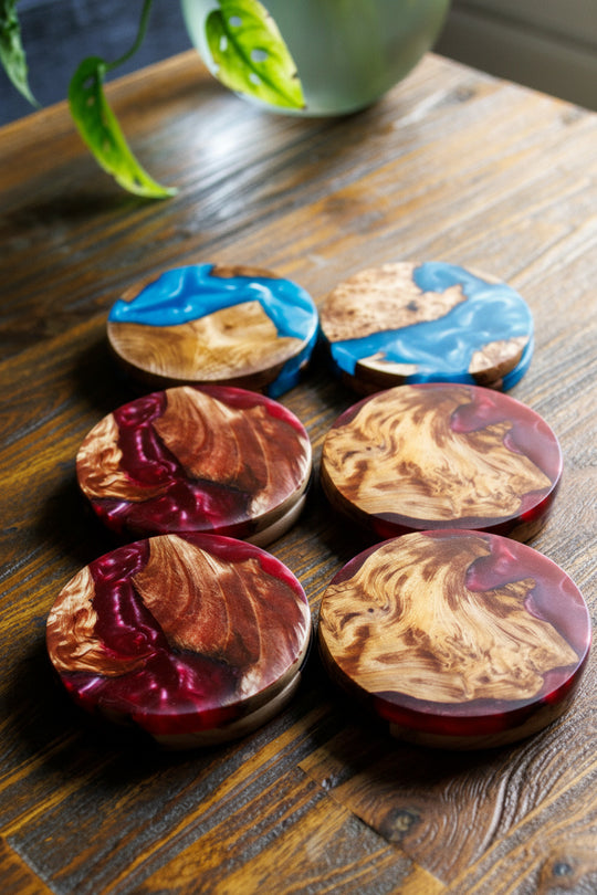 Scottish Resin Coasters | Handmade Wood &amp; Resin Drinks Coasters | Modern Home | Housewarming Gift