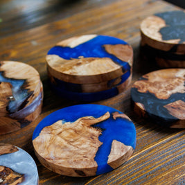 Scottish Resin Coasters | Handmade Wood & Resin Drinks Coasters | Highland Home Decor | Housewarming Gift