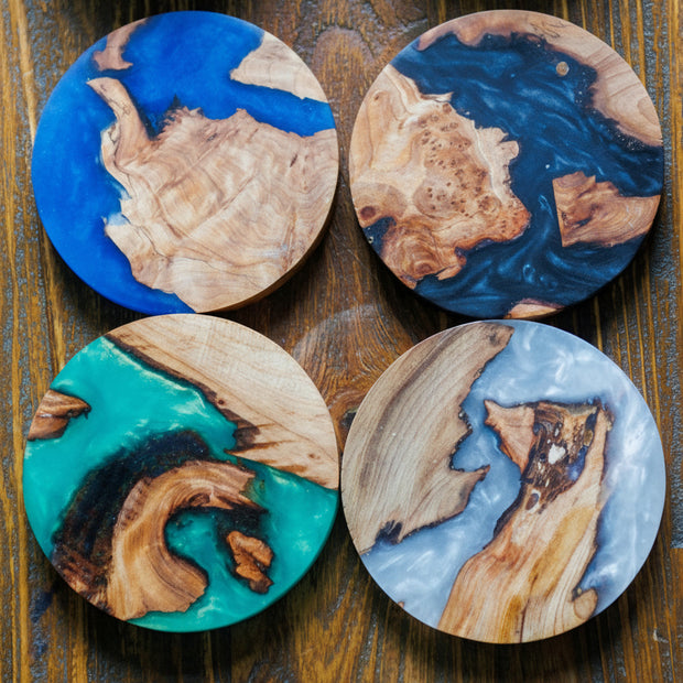 Scottish Resin Coasters | Handmade Wood & Resin Drinks Coasters | Highland Home Decor | Housewarming Gift