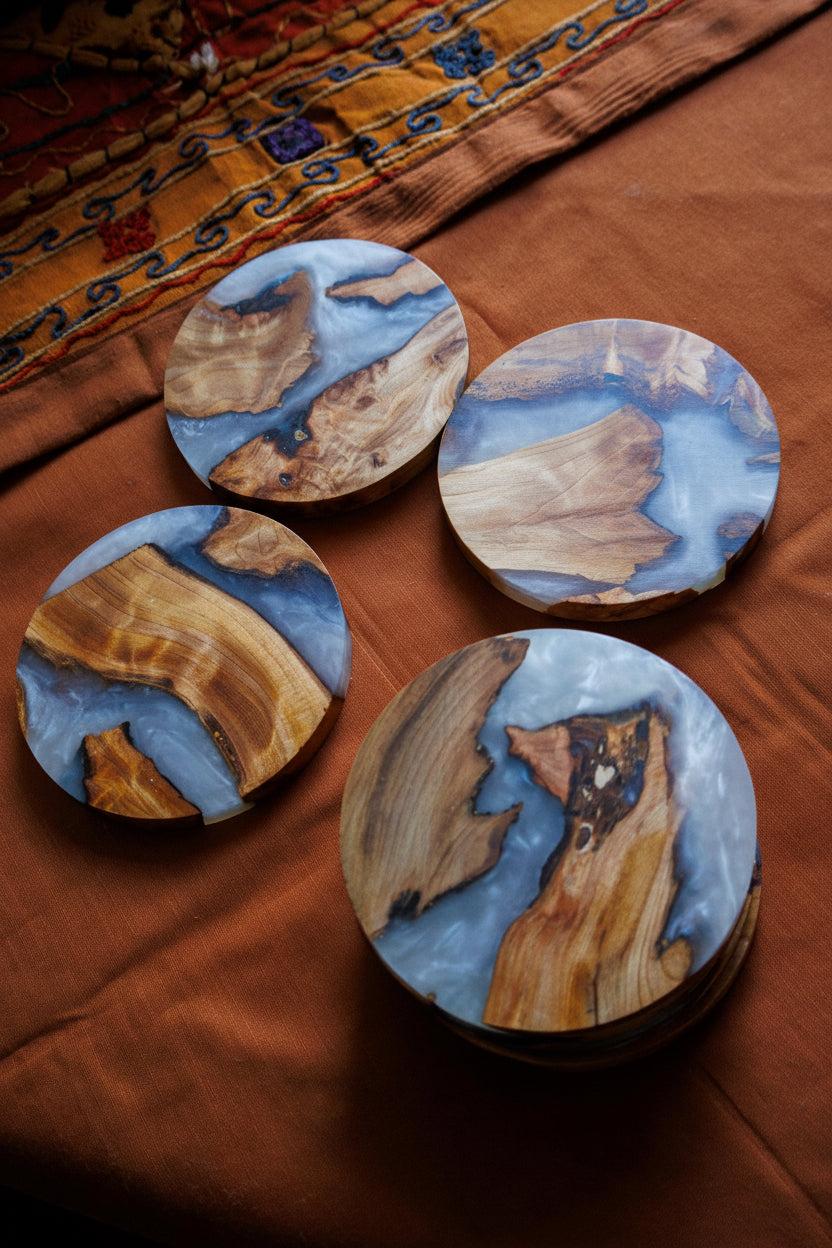 Scottish Resin Coasters | Handmade Wood & Resin Drinks Coasters | Highland Home Decor | Housewarming Gift