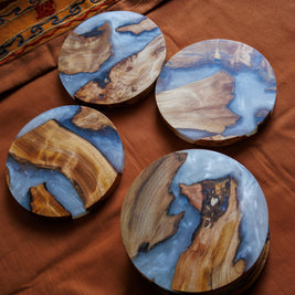 Scottish Resin Coasters | Handmade Wood & Resin Drinks Coasters | Highland Home Decor | Housewarming Gift