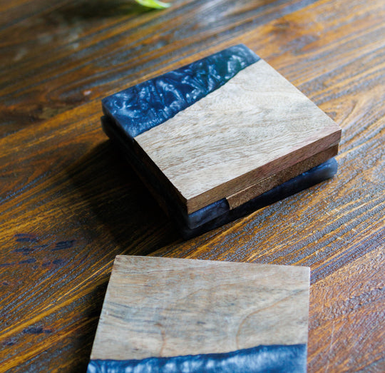 Wood Resin Coasters | Rustic Handmade Drinks Coasters | Cottage Home Decor | Unique Housewarming Gift