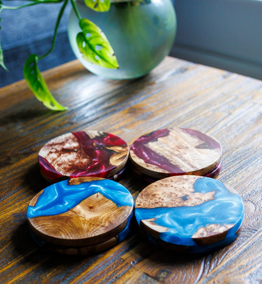 Scottish Resin Coasters | Handmade Wood &amp; Resin Drinks Coasters | Modern Home | Housewarming Gift