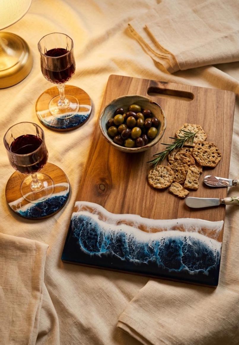 Handcrafted Scottish Wood &amp; Wave Resin Board
