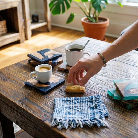 Coasters on a table
