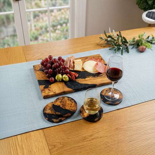 Handcrafted Wood &amp; Resin Charcuterie Board: Black